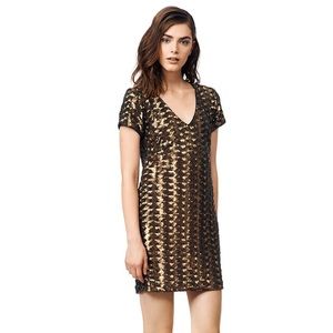 Gold shimmer mini dress